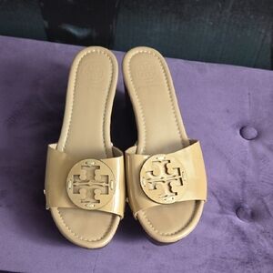 Tory Burch Beige Slide Sandals